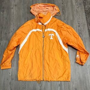 VTG Tennessee Volunteers Jacket Men Large Orange Zip Windbreaker Hidden Hooded